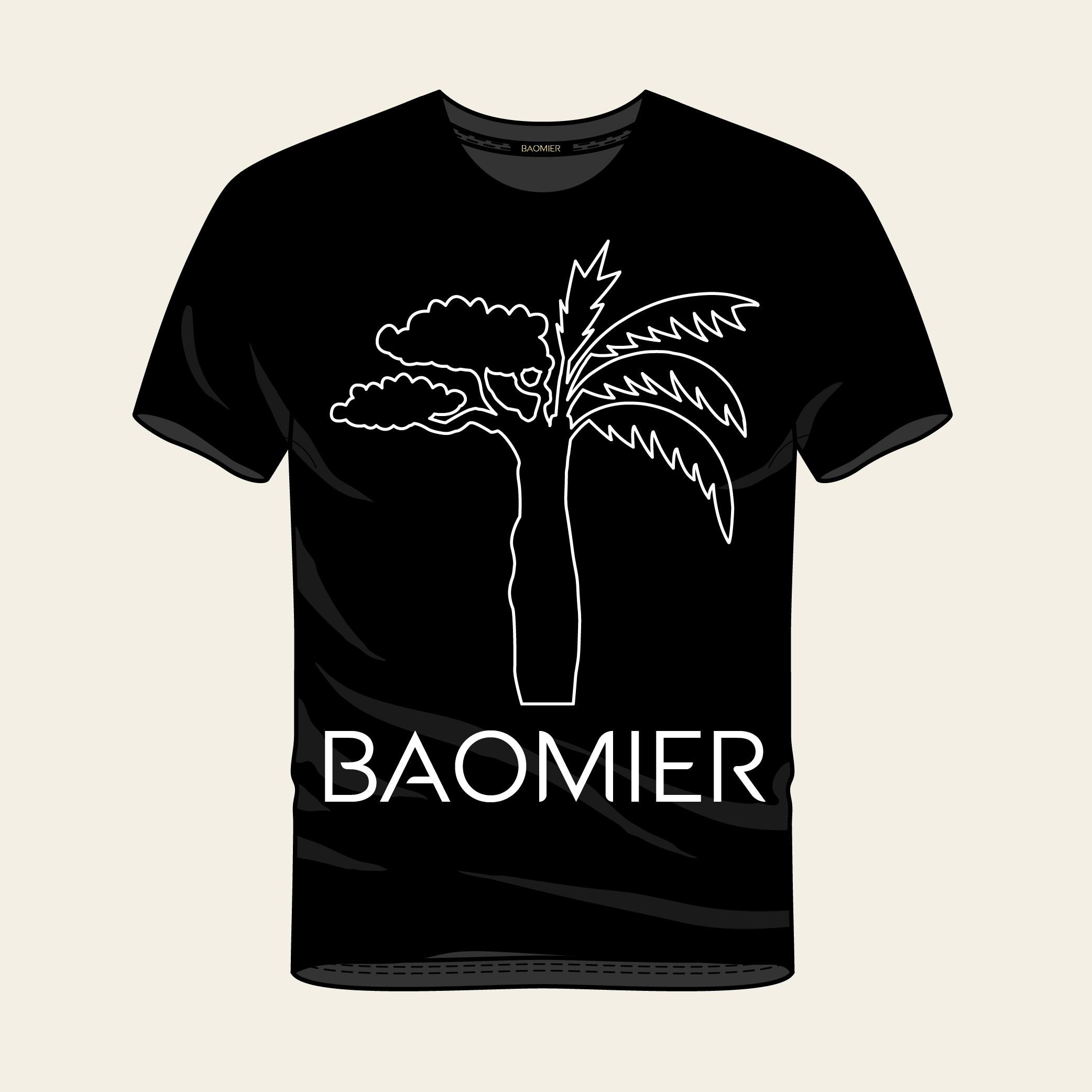 T shirt Logo Baomier Classique Noir Homme Face 02